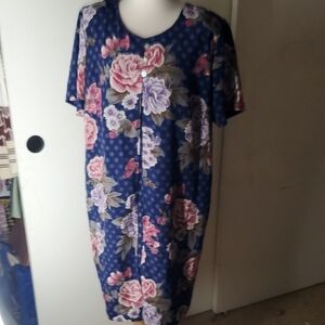 Vintage Granny Floral Blue Dress